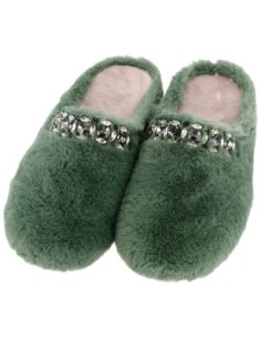 S4244 - Ciabatta donna Sabatini in morbido peluche e dettaglio gioiello - Groseto Salvia 2