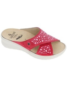 S3056P - Mule en cuir Sabatini avec applications de bijoux, semelle amovible - Camoscio Rouge