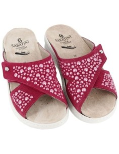 S3056P - Mule en cuir Sabatini avec applications de bijoux, semelle amovible - Camoscio Rouge 2