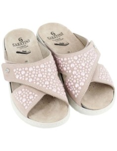 S3056P - Mule en cuir Sabatini avec applications de bijoux, semelle amovible - Camoscio Sable 2